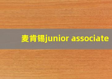 麦肯锡junior associate